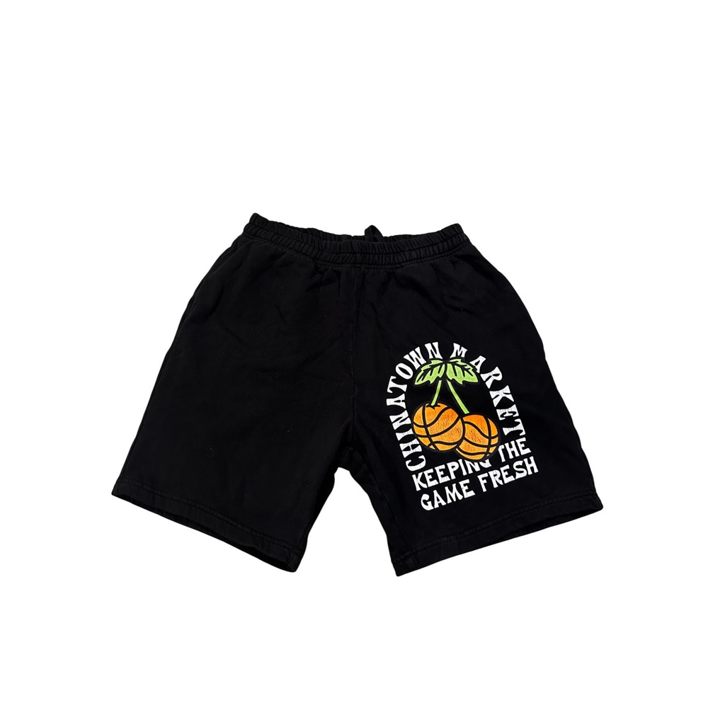 Chinatown Market Mens Black Basketball Cherry Graphic Sweat Shorts Small